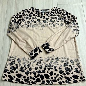 Tickled Teal long sleeved leopard print faded shirt